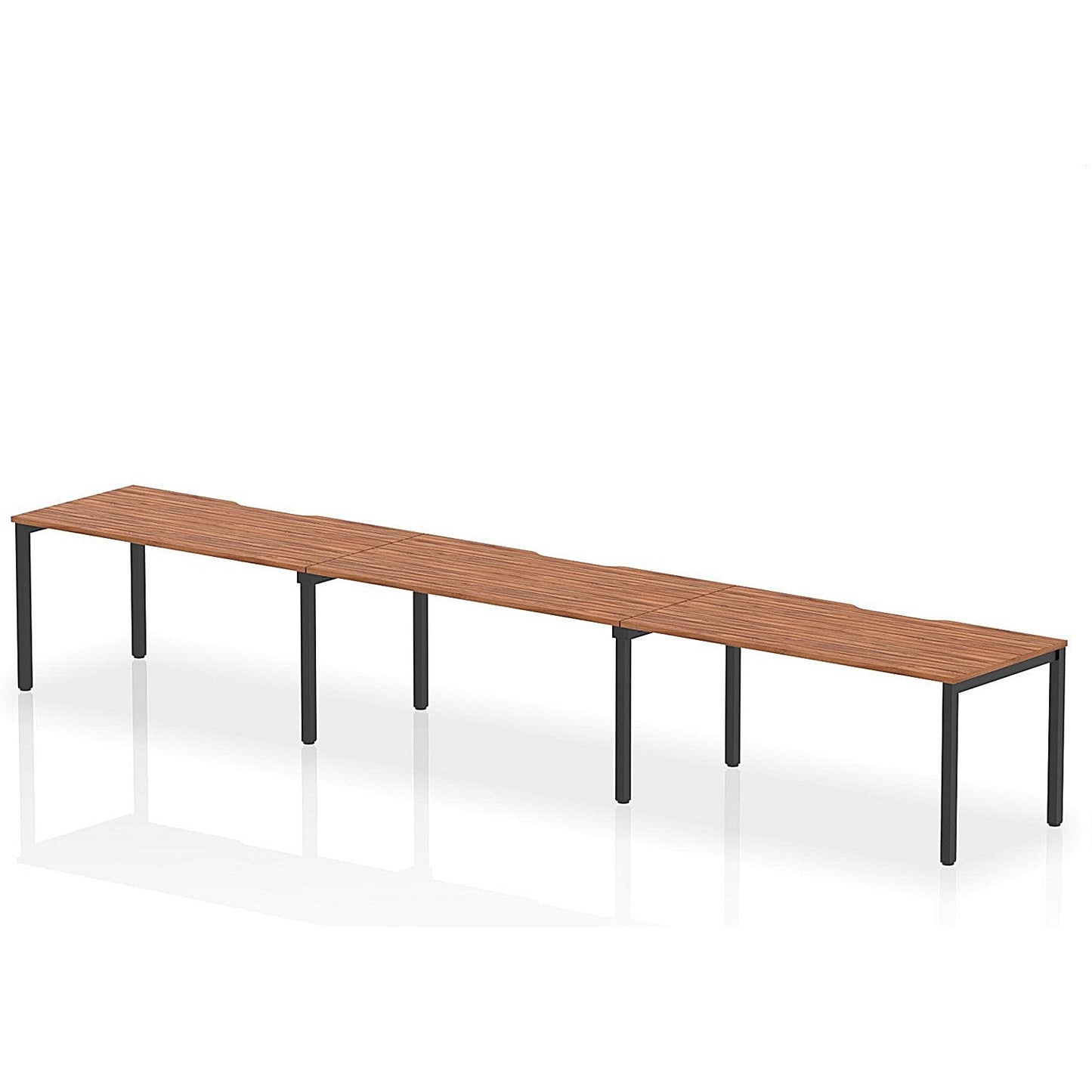 Evolve Plus 1600mm Single Row 3 Person Office Bench Desk Walnut Top Black Frame Easy2Order : BE900