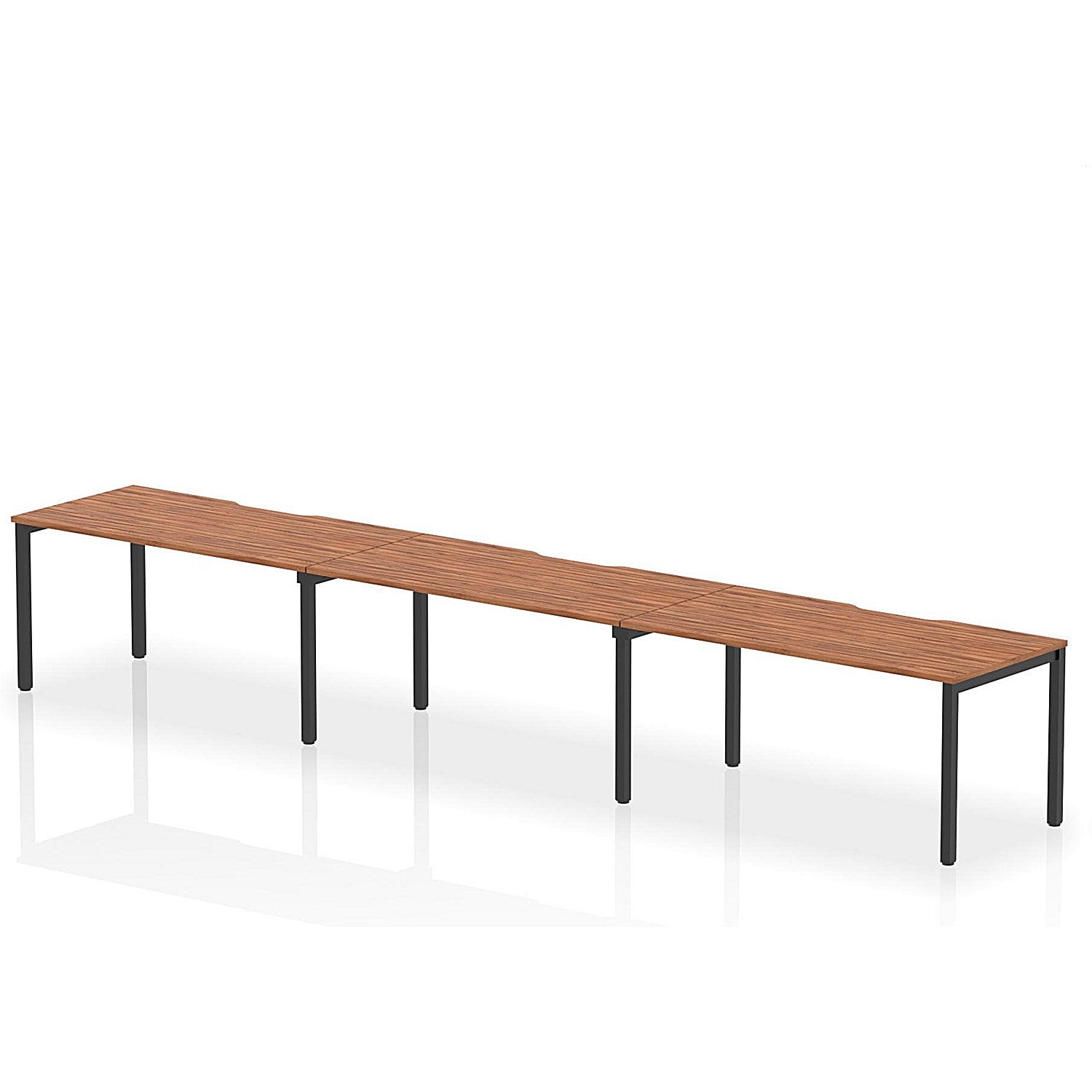 Evolve Plus 1600mm Single Row 3 Person Office Bench Desk Walnut Top Black Frame Easy2Order : BE900