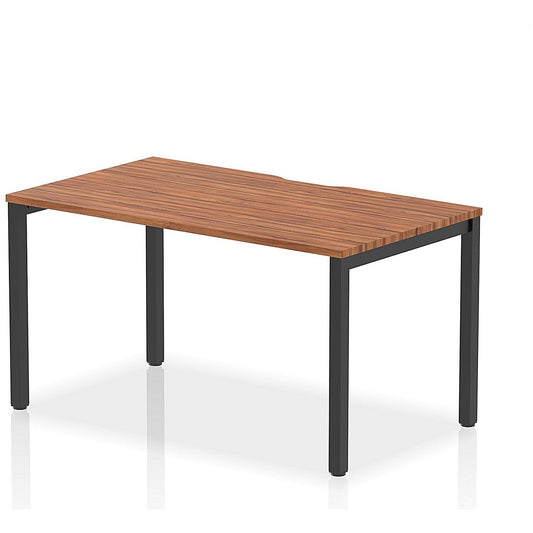 Evolve Plus 1400mm Single Starter Office Bench Desk Walnut Top Black Frame Easy2Order : BE912