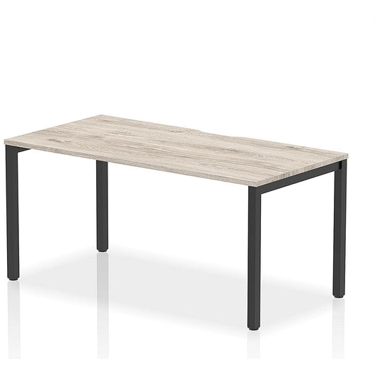 Evolve Plus 1600mm Single Starter Office Bench Desk Grey Oak Top Black Frame Easy2Order : BE914