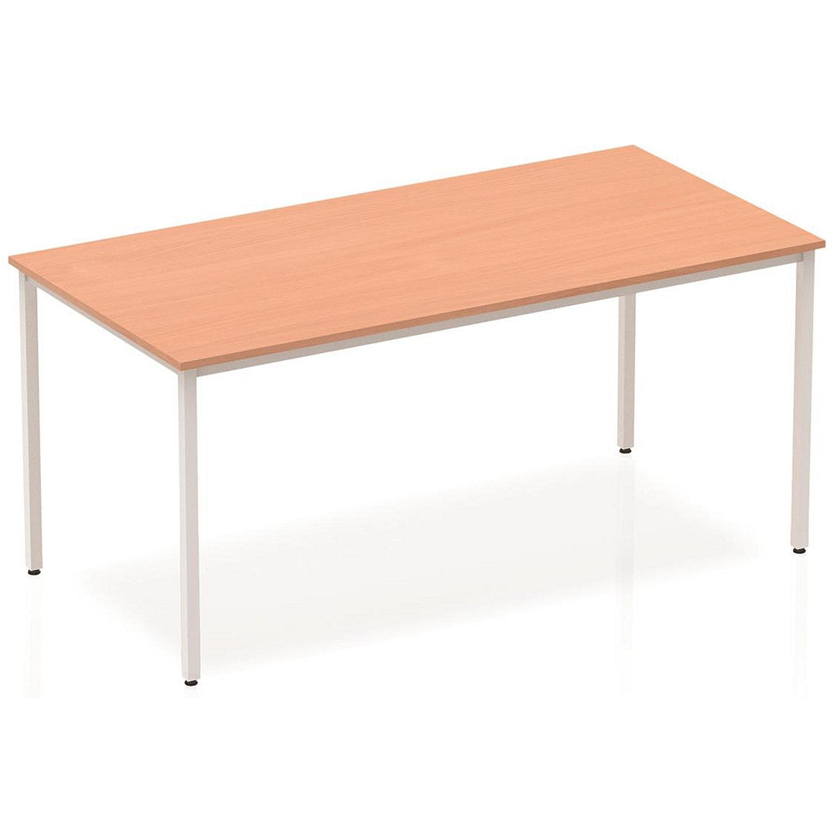 Impulse Rectangular Table, 1600mm, Beech, Silver Box Frame Leg
