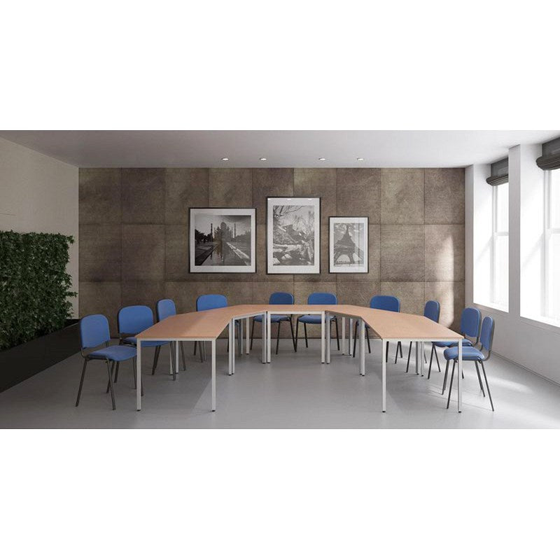 Impulse Trapezoidal Table, 1600mm, Beech, Silver Box Frame Leg
