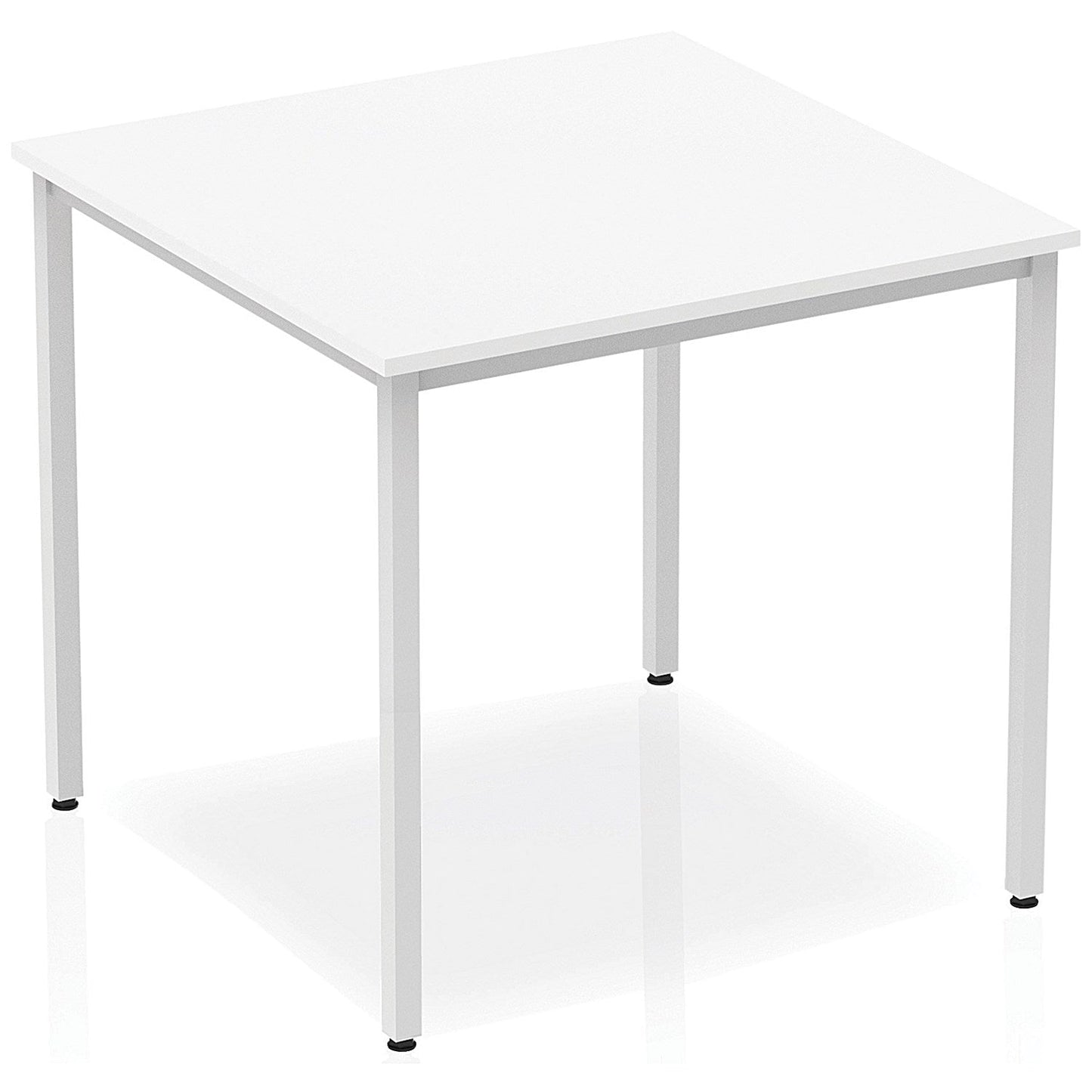 Impulse Square Table, 800mm, White, Silver Box Frame Leg Easy2Order : BF00114