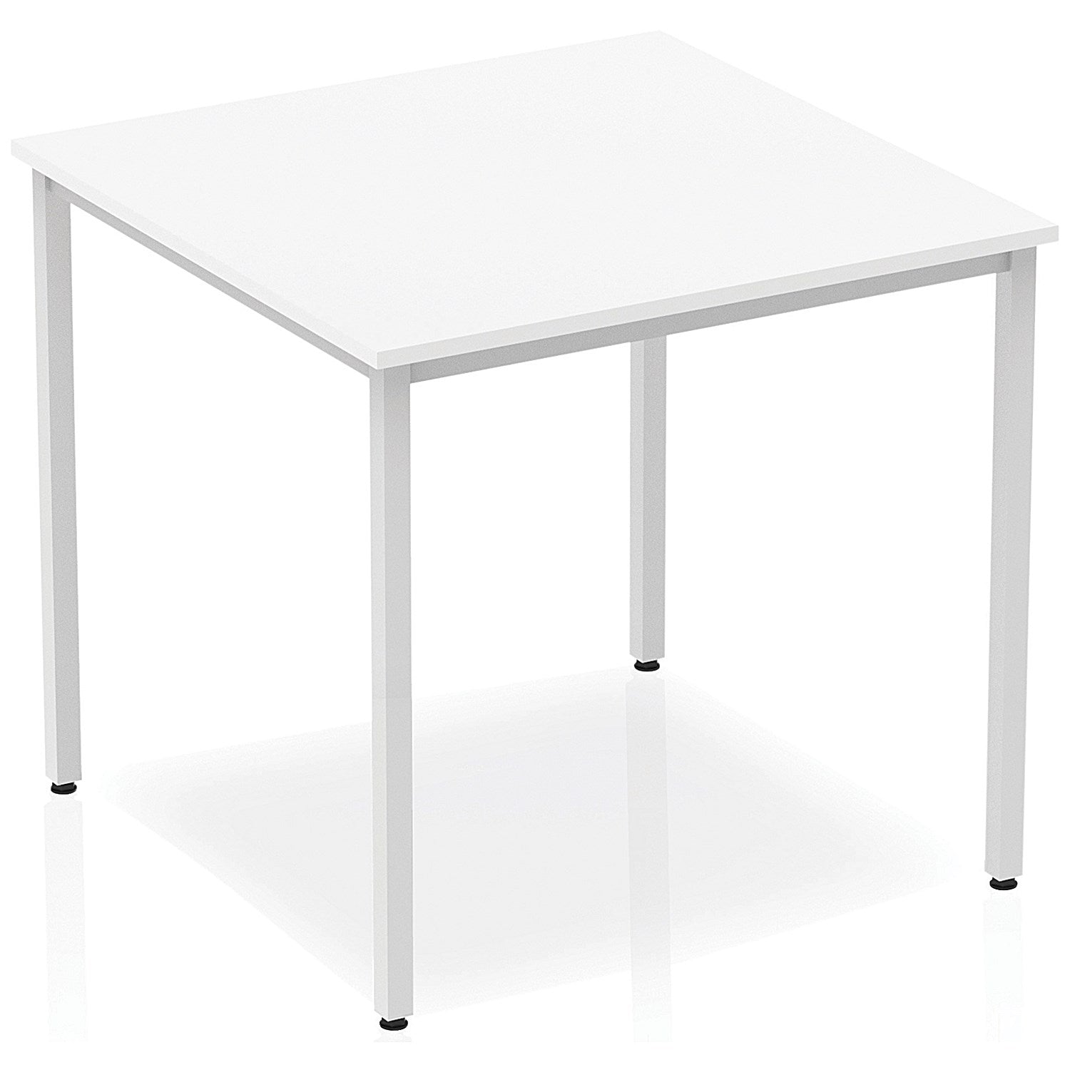 Impulse Square Table, 800mm, White, Silver Box Frame Leg Easy2Order : BF00114