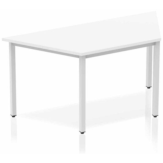 Impulse Trapezoidal Table, 1600mm, White, Silver Box Frame Leg Easy2Order : BF00121
