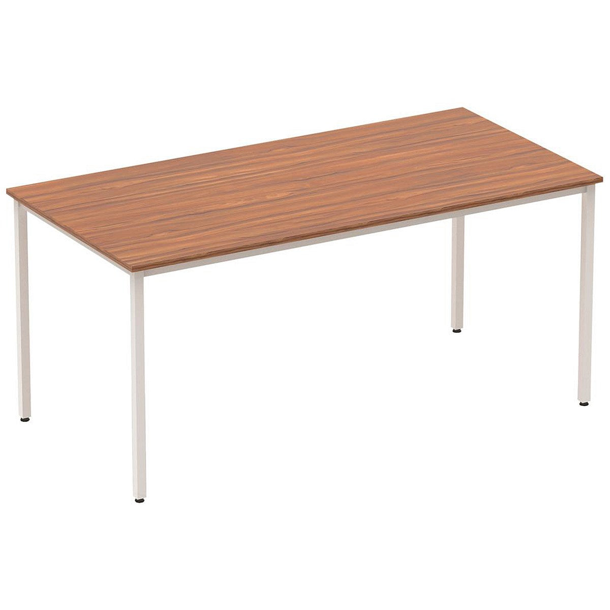 Silver Box Frame Impulse Rectangular Table, 1600mm, Walnut, Silver Box Frame Leg ...