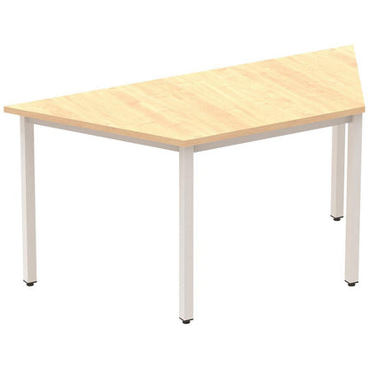 Impulse Trapezoidal Table, 1600mm, Maple, Silver Box Frame Leg