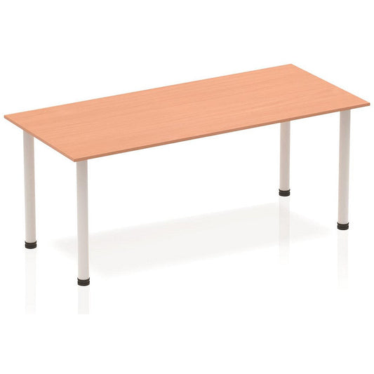 Impulse Rectangular Table, 1800mm, Beech, Silver Post Leg