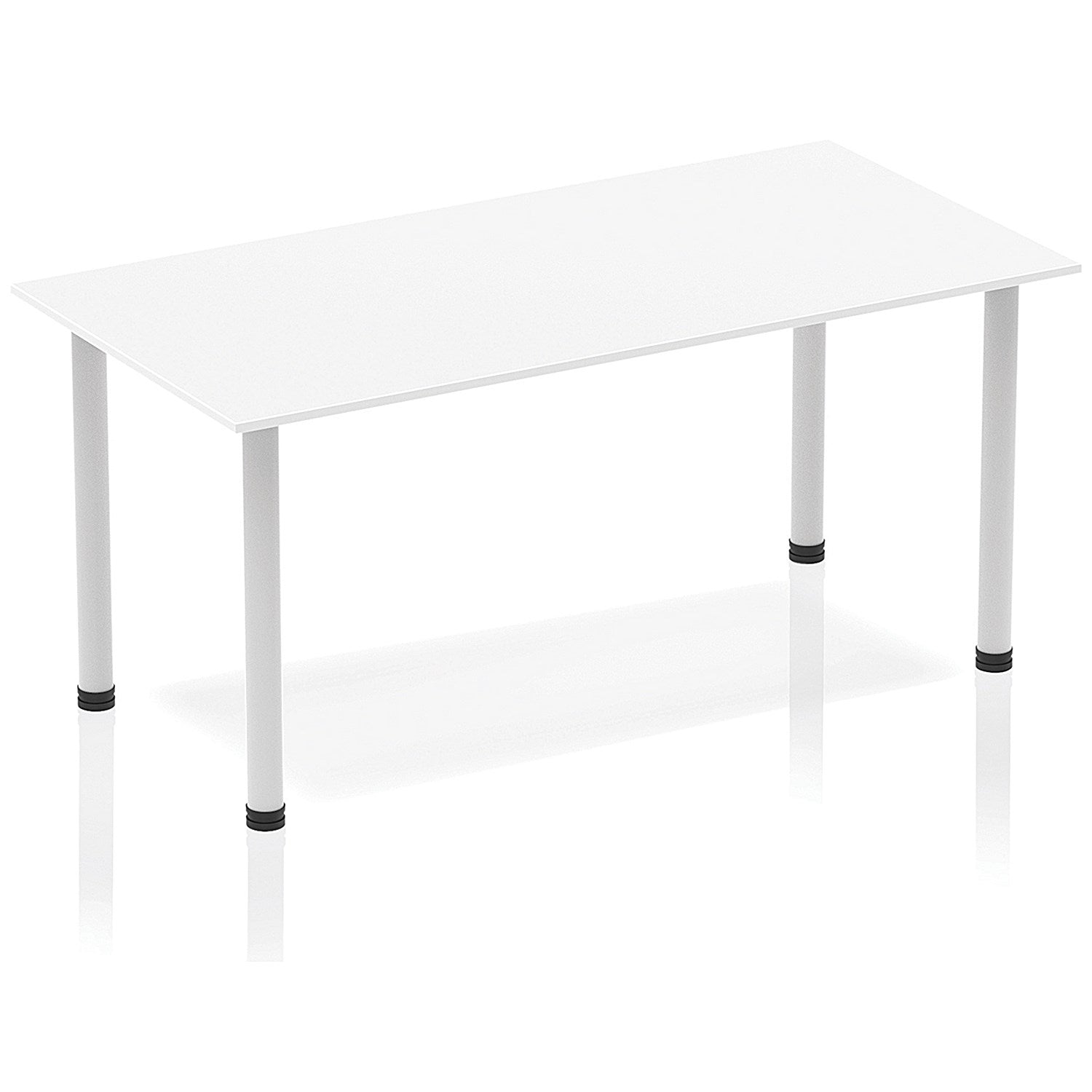 Impulse Rectangular Table, 1400mm, White, Silver Post Leg Easy2Order : BF00173