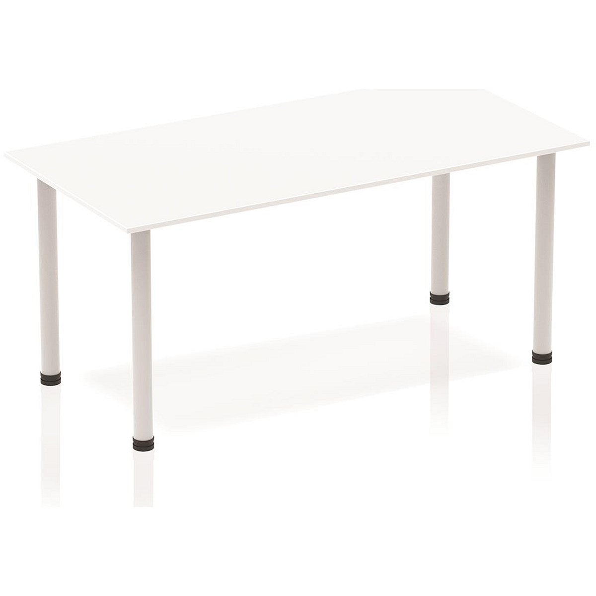 Impulse Rectangular Table, 1600mm, White, Silver Post Leg Easy2Order : BF00174