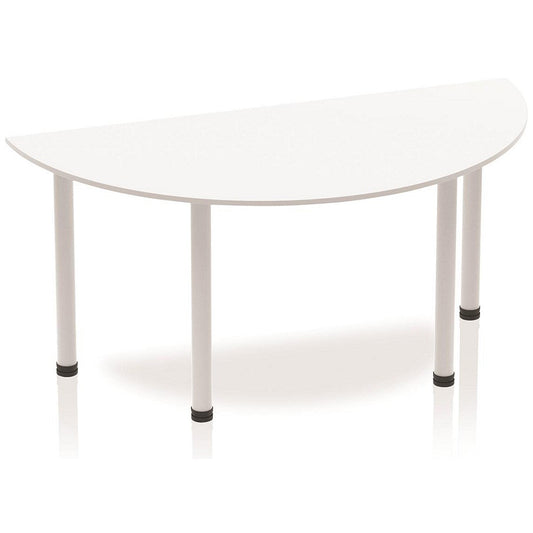 Impulse Semi-circular Table, 1600mm, White, Silver Post Leg Easy2Order : BF00177