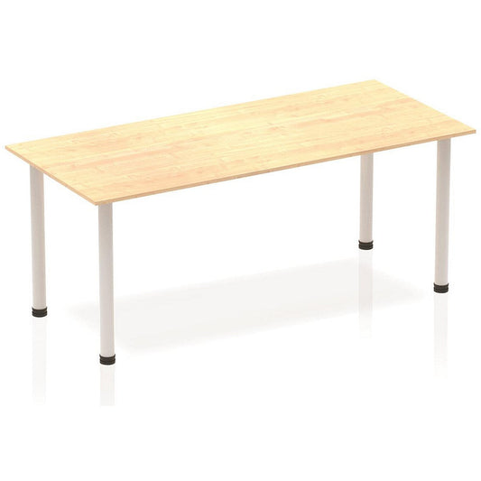 Impulse Rectangular Table, 1800mm, Maple, Silver Post Leg