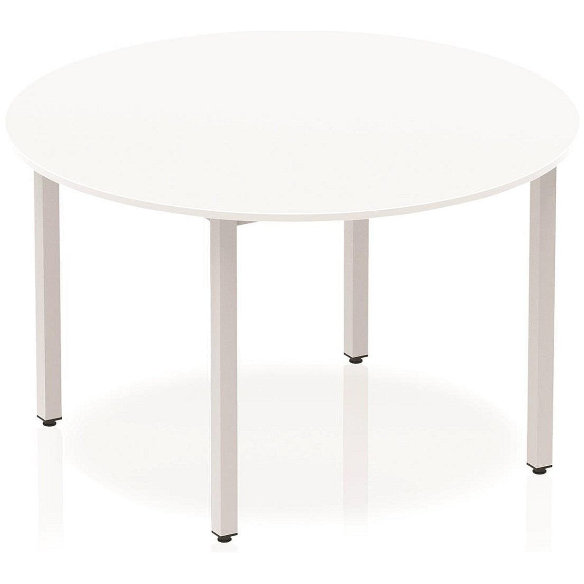Impulse Circular Table, 1200mm, White, Silver Box Frame Leg Easy2Order : BF00197