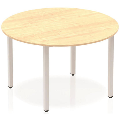 Impulse Circular Table, 1200mm, Maple, Silver Box Frame Leg
