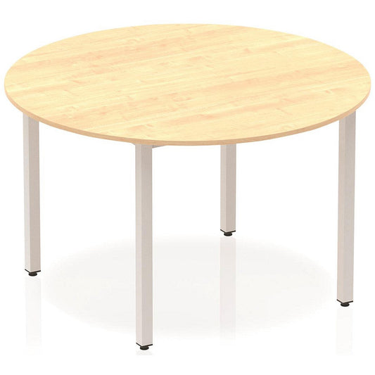 Impulse Circular Table, 1200mm, Maple, Silver Box Frame Leg
