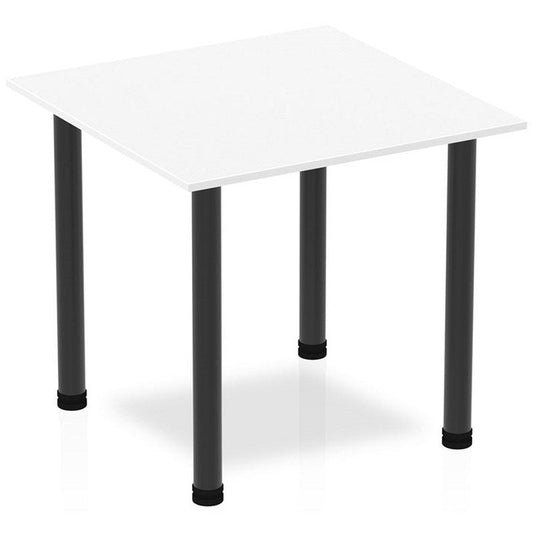 Impulse 800mm Square Table, White, Black Post Leg Easy2Order : BF00362