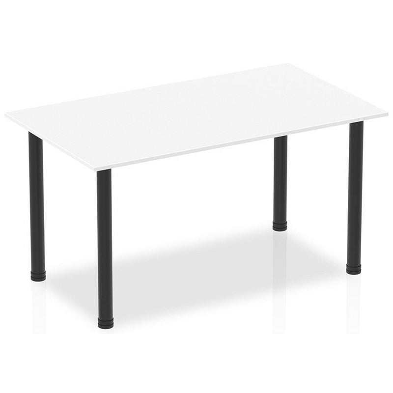 Impulse Rectangular Table, 1400mm, White, Black Post Leg Easy2Order : BF00372