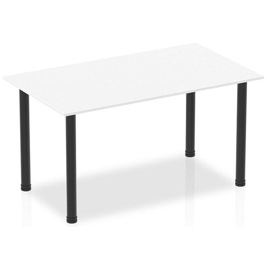 Impulse Rectangular Table, 1400mm, White, Black Post Leg Easy2Order : BF00372
