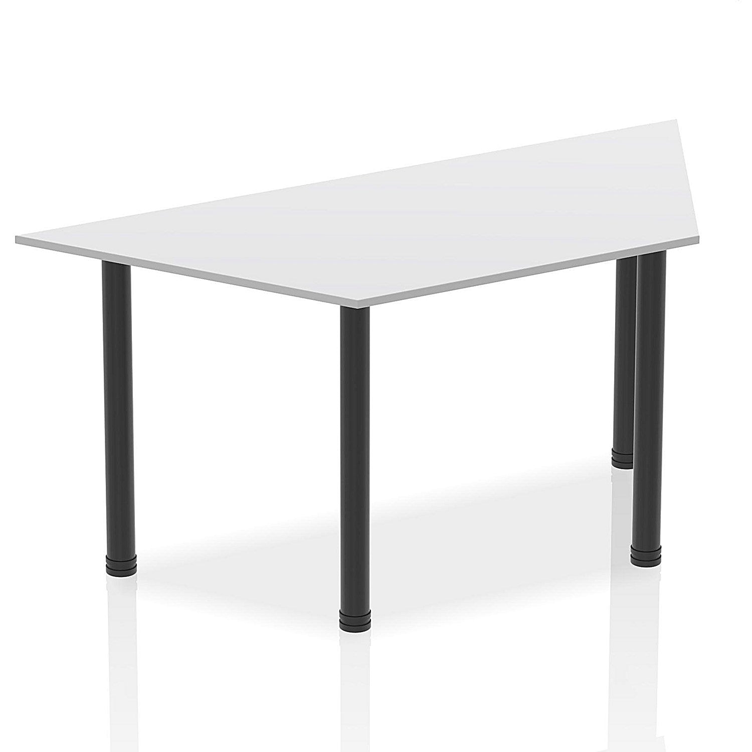 Impulse Trapezoidal Table, 1600mm, White, Black Post Leg Easy2Order : BF00388
