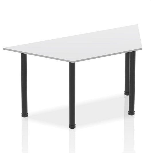 Impulse Trapezoidal Table, 1600mm, White, Black Post Leg Easy2Order : BF00388