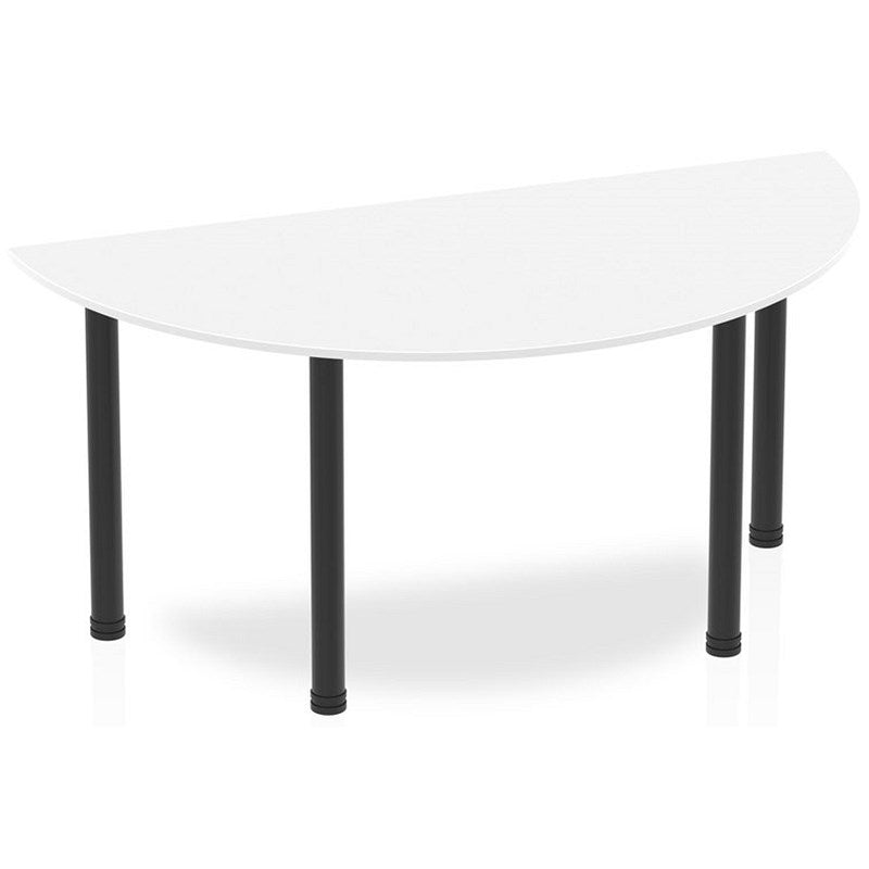 Impulse 1600mm Semi-circular Table, White, Black Post Leg Easy2Order : BF00389