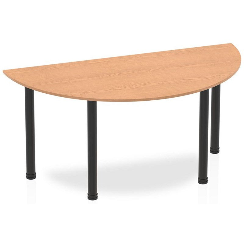 Impulse 1600mm Semi-circular Table, Oak, Black Post Leg Easy2Order : BF00391