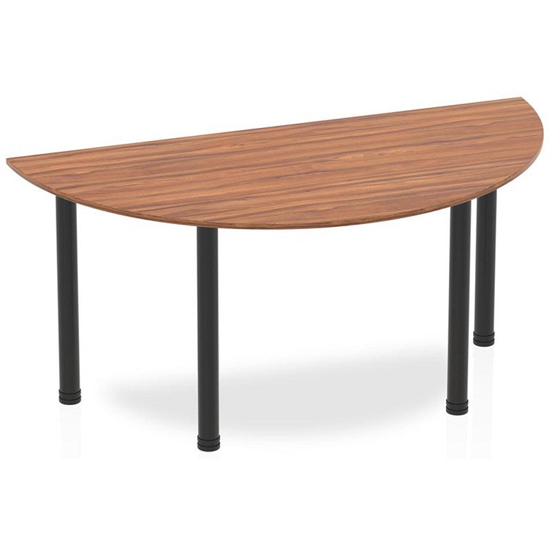 Impulse 1600mm Semi-circular Table, Walnut, Black Post Leg Easy2Order : BF00393