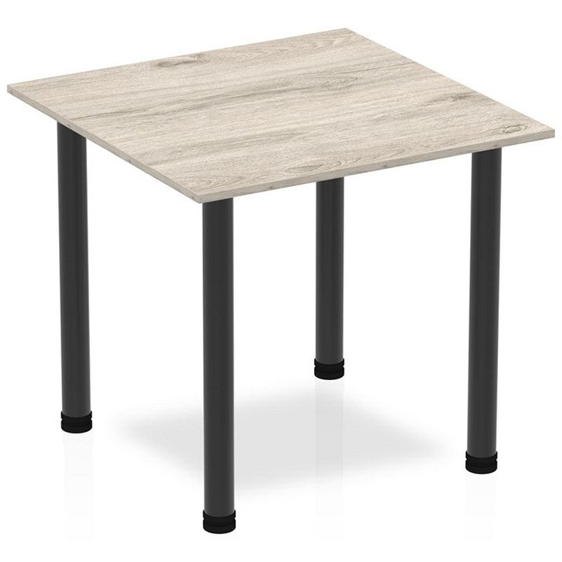 Impulse 800mm Square Table, Grey Oak, Black Post Leg Easy2Order : BF00397