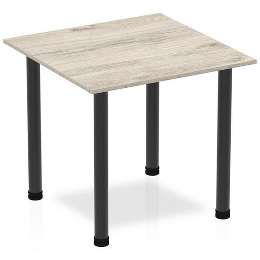 Impulse 800mm Square Table, Grey Oak, Black Post Leg Easy2Order : BF00397