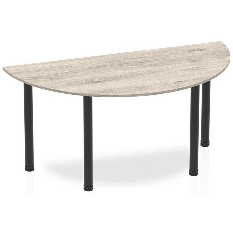 Impulse 1600mm Semi-circular Table, Grey Oak, Black Post Leg Easy2Order : BF00403