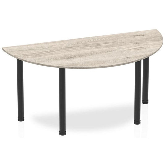 Impulse 1600mm Semi-circular Table, Grey Oak, Black Post Leg Easy2Order : BF00403