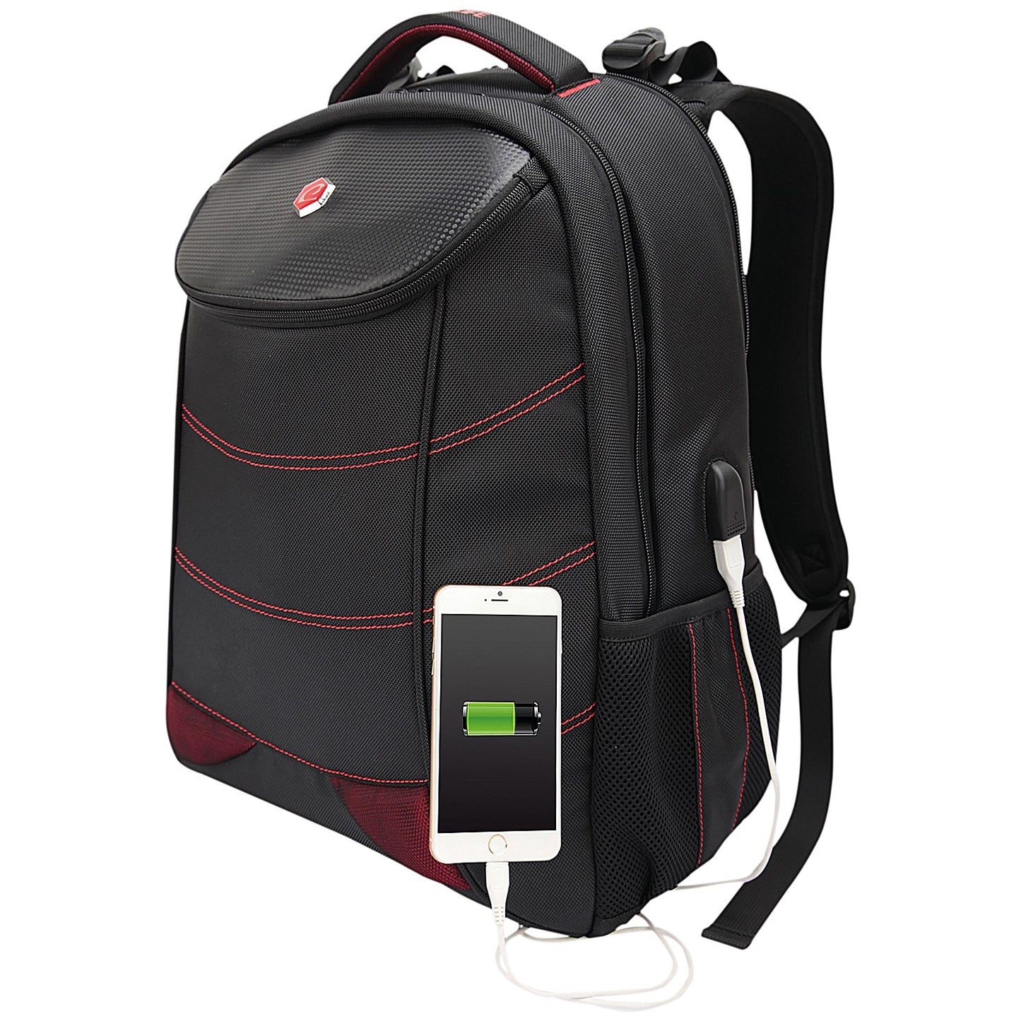 BestLife 17 Inch Gaming Snake Eye Backpack with USB Connector, For up to 17 Inch Laptops, Black