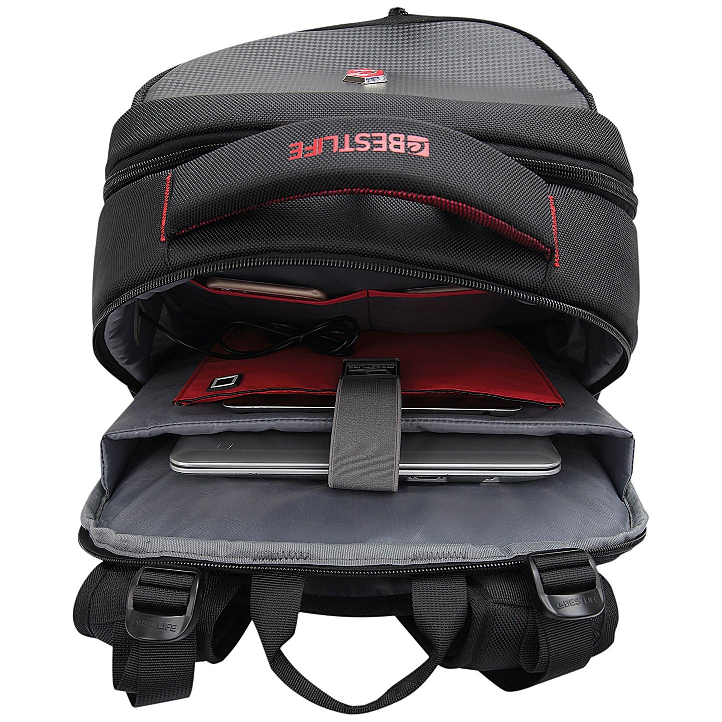 BestLife 17 Inch Gaming Snake Eye Backpack with USB Connector, For up to 17 Inch Laptops, Black