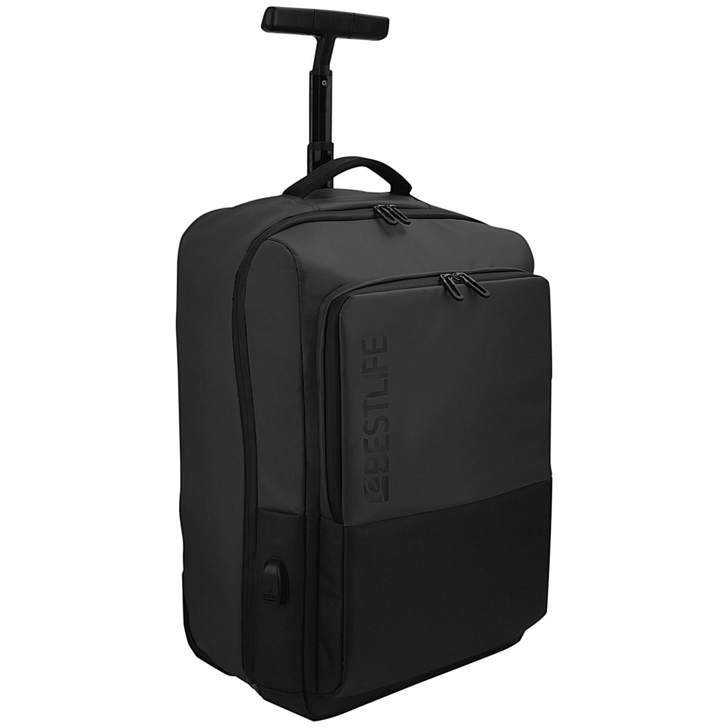 BestLife Travel Trolley Bag with USB Connector, For up to 17 Inch Laptops, Black