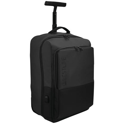 BestLife Travel Trolley Bag with USB Connector, For up to 17 Inch Laptops, Black