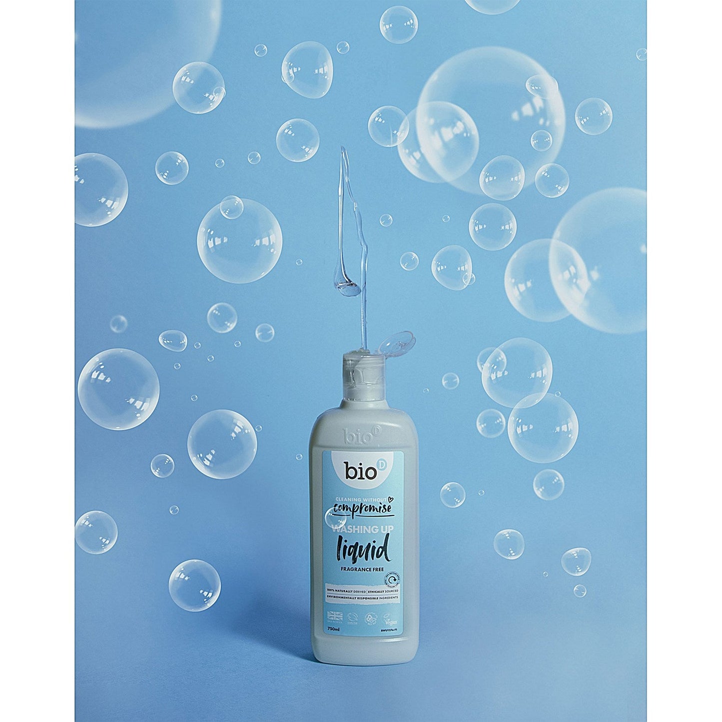 Bio-D Fragrance Free Washing Up Liquid, 750ml, Pack of 12