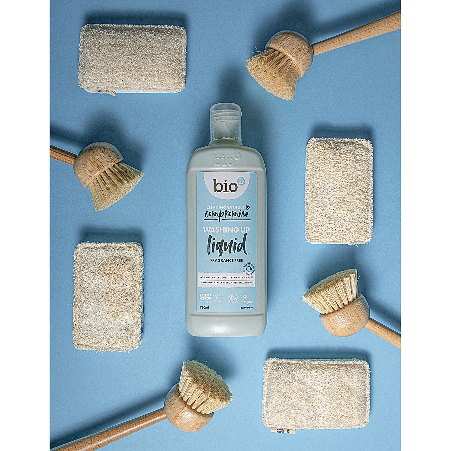 Bio-D Fragrance Free Washing Up Liquid, 750ml, Pack of 12 Easy2Order : BID30020