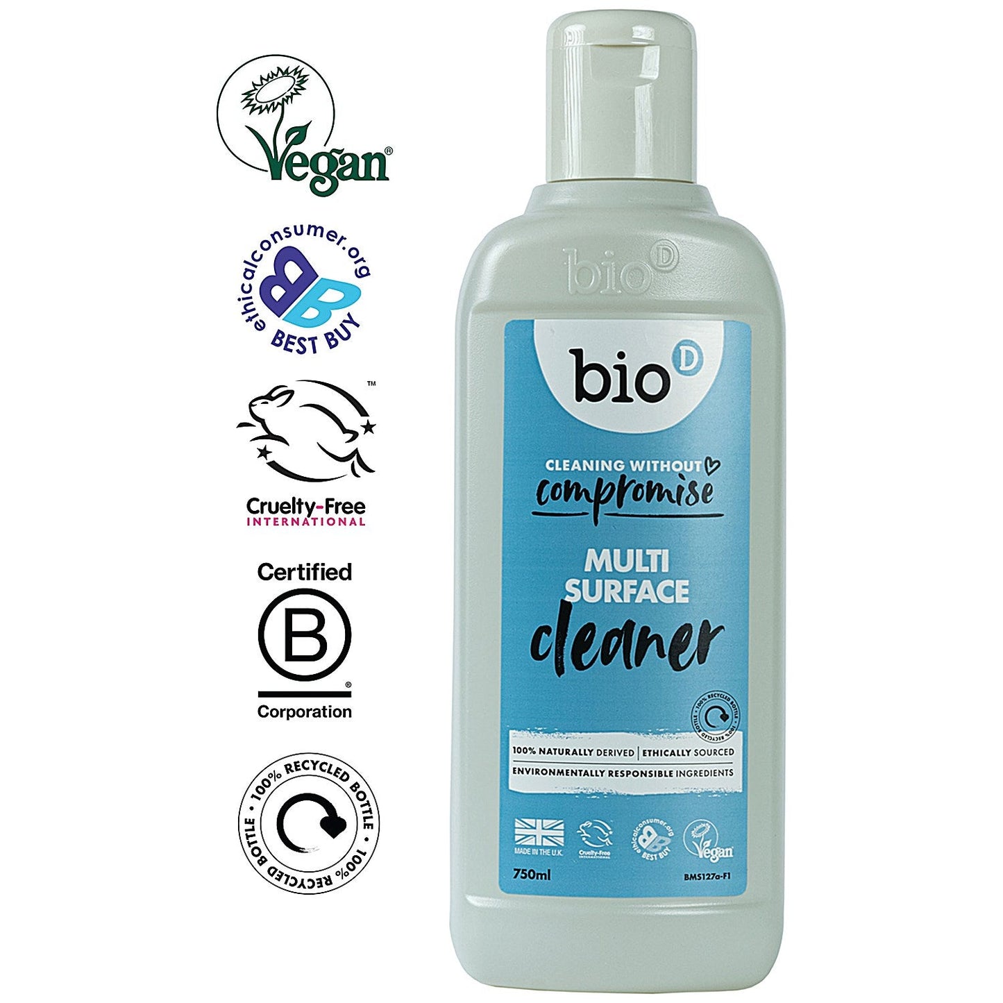 Bio-D Fragrance Free Multi Surface Cleaner, 750ml, Pack of 12