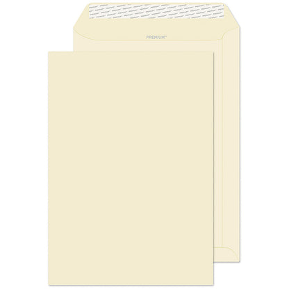 Premium C4 Envelopes, Peel and Seal, 120gsm, Wove, Cream, Pack of 250