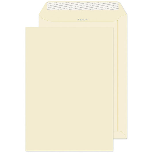 Premium C4 Envelopes, Peel and Seal, 120gsm, Wove, Cream, Pack of 250