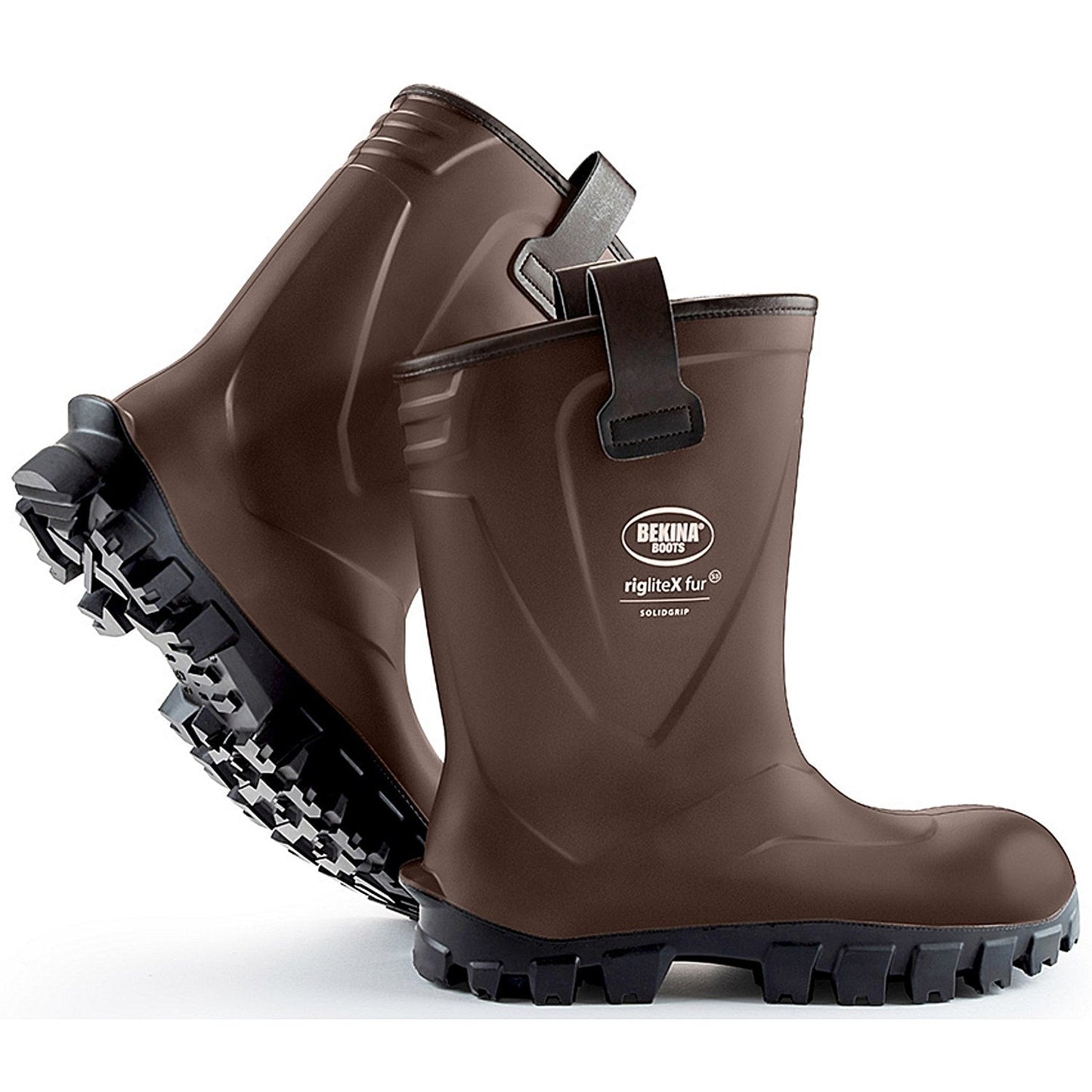 Bekina Riglite X Solidgrip Fur S5 Full Safety Wellington Boots, Brown, 5 Easy2Order : BNXFN4P708005