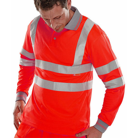 Beeswift Long Sleeve Polo Shirt, Red, 5XL Easy2Order : BPKSLSENRE5XL