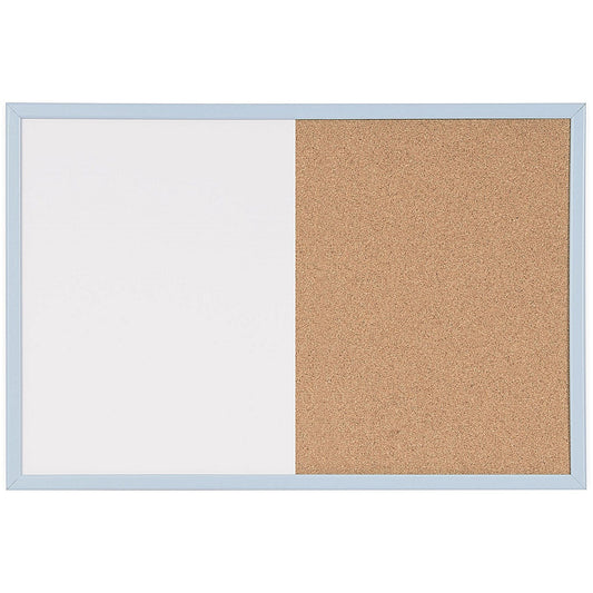 Bi-Office Pastel Cork and Magnetic Drywipe Combination Board, 600x400mm, Blue Frame Easy2Order : BQ02019