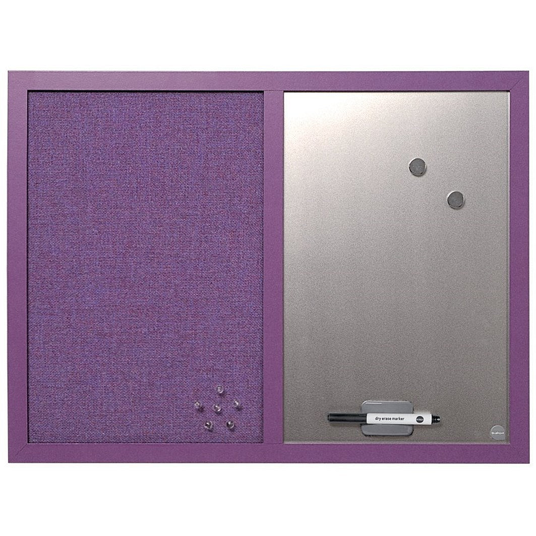 Bi-Office Essentials Purple Felt and Silver Finish Drywipe Combination Board, 600x450mm, Purple Frame Easy2Order : BQ02503