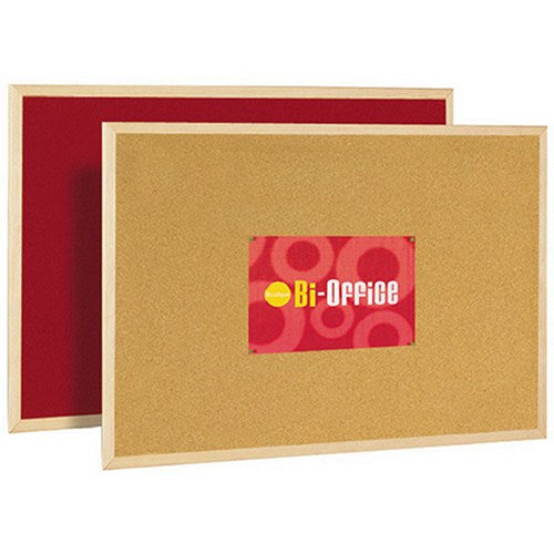 Bi-Office Double-Sided Cork And Red Felt Board, 600x400mm, Wooden Frame Easy2Order : BQ04031