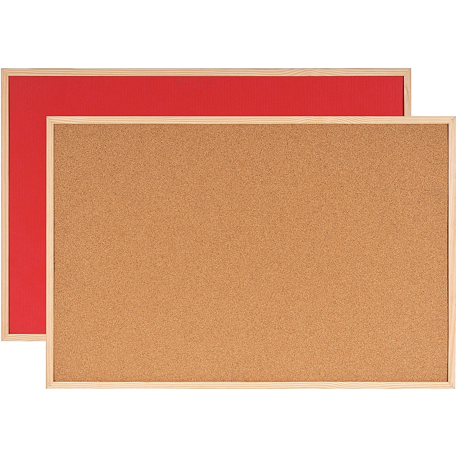 Bi-Office Double-Sided Cork And Red Felt Board, 900x600mm, Wooden Frame Easy2Order : BQ04071