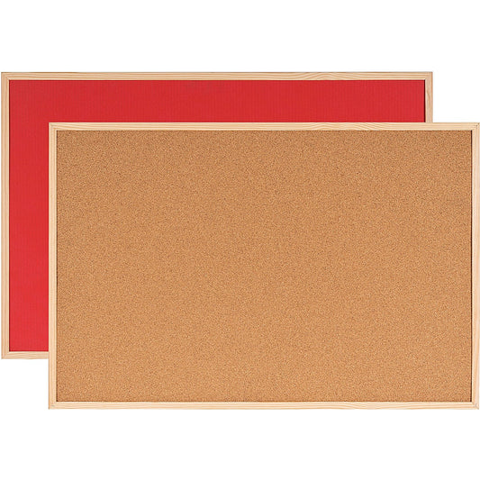 Bi-Office Double-Sided Cork And Red Felt Board, 900x600mm, Wooden Frame Easy2Order : BQ04071