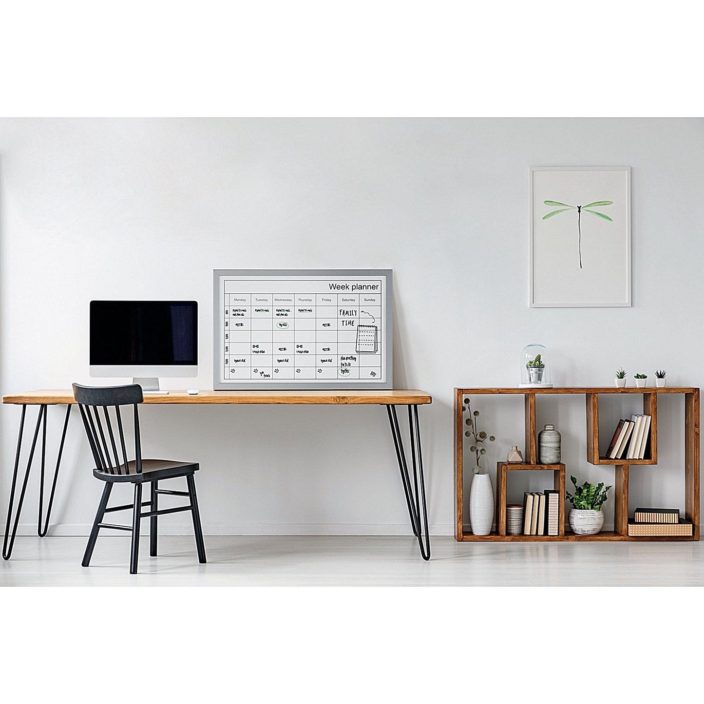 Bi-Office Magnetic Weekly Planner Whiteboard, Grey Frame, 600x400mm Easy2Order : BQ05093