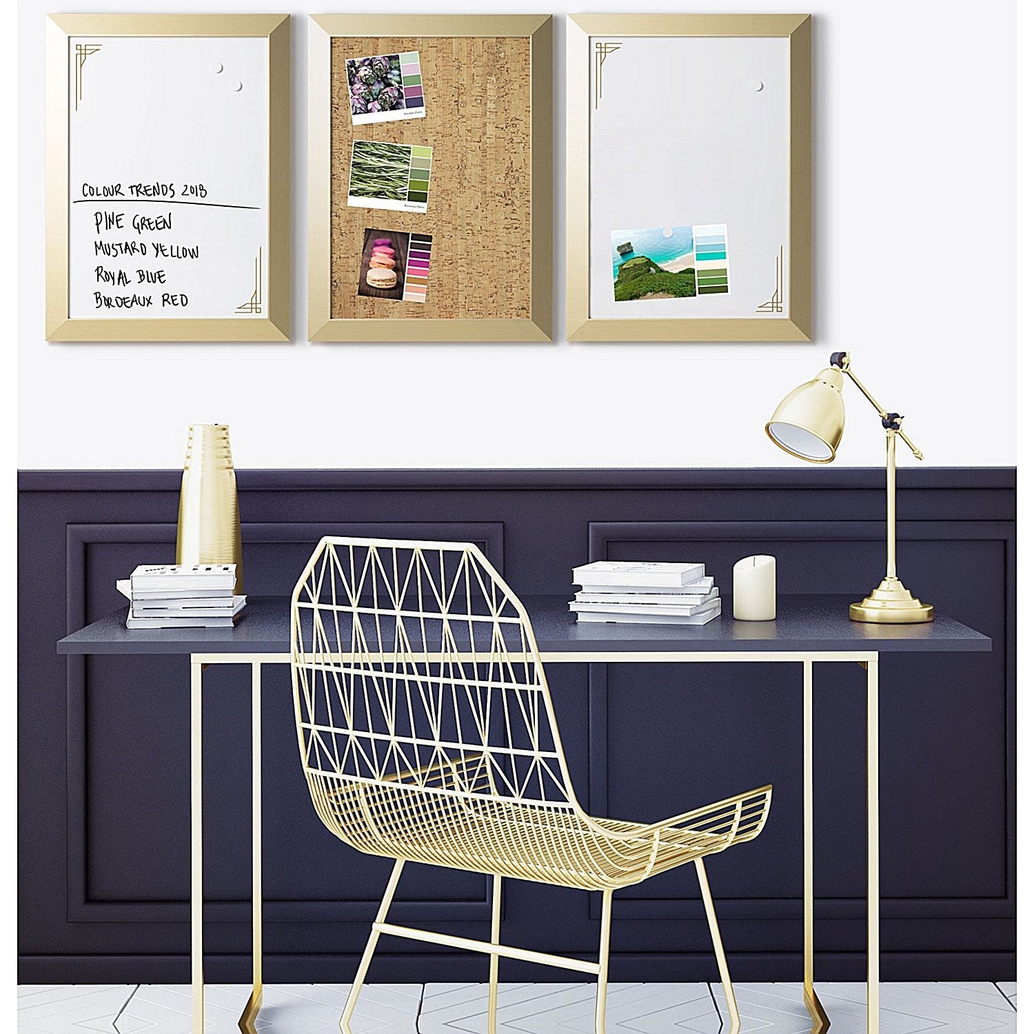 Bi-Office Positive Flow Gold Message Boards, Gold Frame, Assorted Pack of 3 Easy2Order : BQ10912
