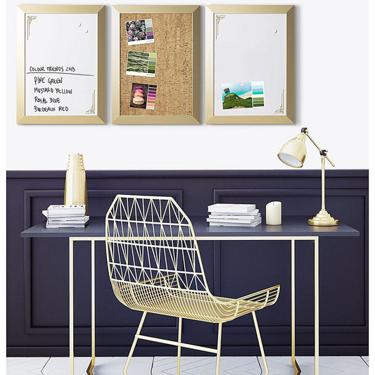 Bi-Office Positive Flow Gold Message Boards, Gold Frame, Assorted Pack of 3 Easy2Order : BQ10912